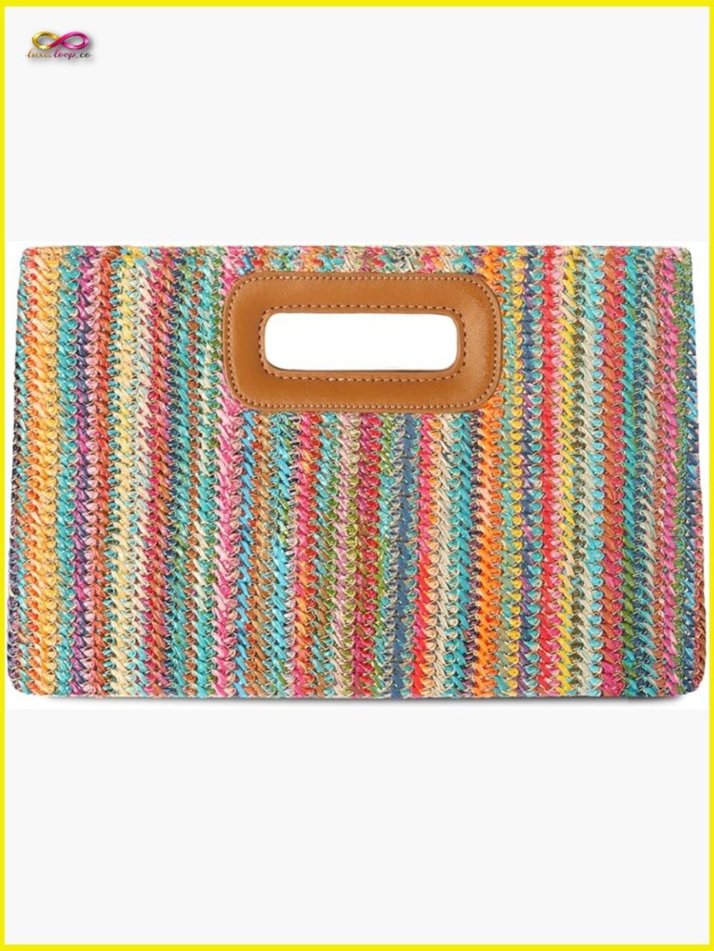 Handmade Straw Clutch Purse with Detachable Gold Chain Crossbody